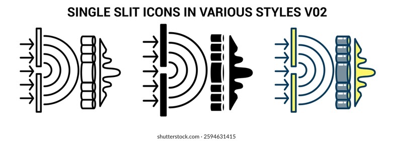 Single Slit icon represented by single slit board Line, Filled, Color style.