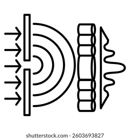 Single Slit icon represented by single slit board Line style.