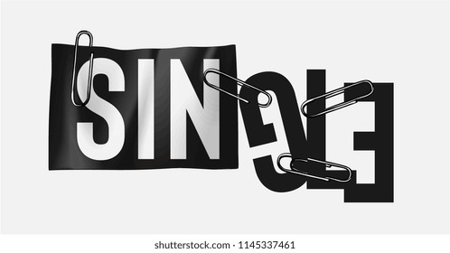 single slogan attached with paperclips illustration