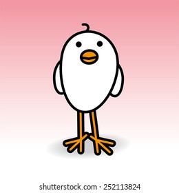 Single Small Cute White Smiling Chick Staring towards camera on White Background