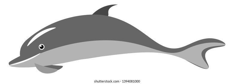 A single small dolphin in water vector color drawing or illustration