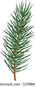 Single Small Green Individual Pine Tree Pine Needles Branch