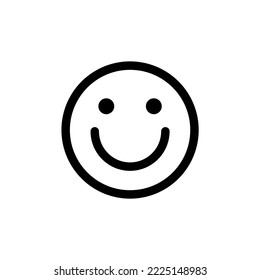 Single smile icon. Happy face symbol. Vector black line icon isolated on white background.
