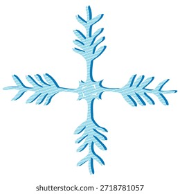 einzelne Schneeflocke dekoriert Illustration; Winterkarte mit geometrisch verziertem Schneetropfen; einzelne Schneeflocke eps 10