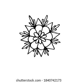 Single snowflake in Doodle style isolated on a white background. The snowflake icon is hand-drawn. Christmas sketch. For new year's design and decor