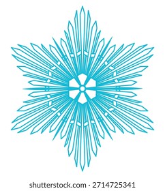 Floco de neve isolado em fundo transparente. Desenho de linha. Ilustração de vetor desenhada à mão, traçado editável. Elemento de design de inverno sazonal, clip art. Queda de neve, água congelada, cristal de gelo