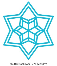 Solo copo de nieve aislado sobre fondo transparente. Dibujo de líneas. Ilustración vectorial dibujada a mano, trazo editable. Elemento estacional del diseño del invierno, arte del Clip. Nieve que cae, agua congelada, cristal de hielo