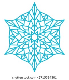 Solo copo de nieve aislado sobre fondo transparente. Dibujo de líneas. Ilustración vectorial dibujada a mano, trazo editable. Elemento estacional del diseño del invierno, arte del Clip. Nieve que cae, agua congelada, cristal de hielo