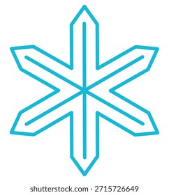 Solo copo de nieve aislado sobre fondo transparente. Dibujo de líneas. Ilustración vectorial dibujada a mano, trazo editable. Elemento estacional del diseño del invierno, arte del Clip. Nieve que cae, agua congelada, cristal de hielo