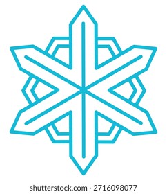 Solo copo de nieve aislado sobre fondo transparente. Dibujo de líneas. Ilustración vectorial dibujada a mano, trazo editable. Elemento estacional del diseño del invierno, arte del Clip. Nieve que cae, agua congelada, cristal de hielo