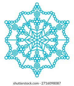 Einzelne Schneeflocke einzeln auf transparentem Hintergrund. Linienzeichnung. Handgezeichnete Vektorgrafik, bearbeitbarer Strich. Saisonales Winterdesign, Clip Art. Fallender Schnee, gefrorenes Wasser, Eiskristall