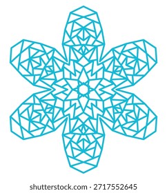 Single snowflake isolated on transparent background. Line drawing. Hand drawn vector illustration, editable stroke. Seasonal winter design element, clip art. Falling snow, frozen water, ice crystal