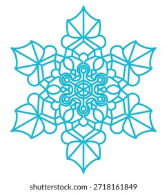 Floco de neve isolado em fundo transparente. Desenho de linha. Ilustração de vetor desenhada à mão, traçado editável. Elemento de design de inverno sazonal, clip art. Queda de neve, água congelada, cristal de gelo