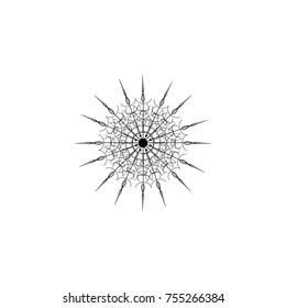 Single snowflake isolated on white background. Vector  illustration. 