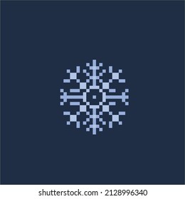 Single Snowflake In Pixel Art Style