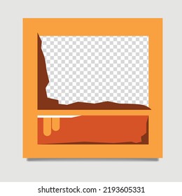 Single social media post template made as American comic style and using orange and brown colors. Vintage style square design template with wide image space.