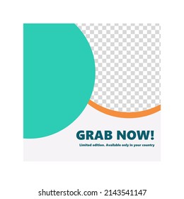 Single Social Media Post Vector Template With Green Circle And Round Image Space. Suitable For Giveaway, Internet Advertising, Sales, Product Introduction, And Promotion Media.