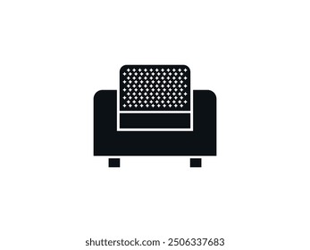 Single Sofa Icon: One-Seated Sofa Silhouette, Armchair Vector, Cozy Couch, Comfortable Seating for Home and Office Interiors. Modern Furniture, Relaxation, Stylish Living Room Decor, Interior Design.