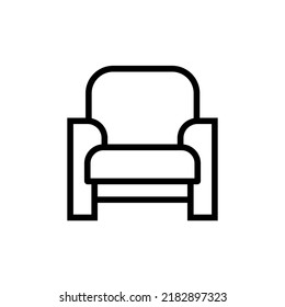 Icono de ilustración de sofá único con color blanco y negro