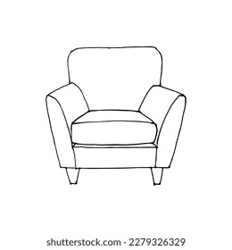 Single sofa, lounge chair, hand drawn illustration vector