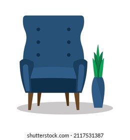 Single soft armchair. Flat style vector illustration.