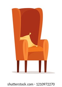 Single soft armchair with pillow. Flat style vector illustration.