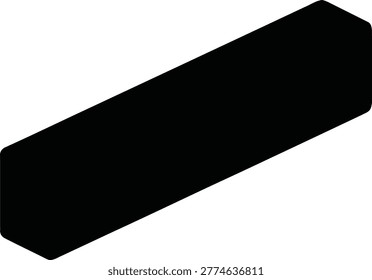A single, solid black rectangular prism presented in an isometric view against a plain white background.