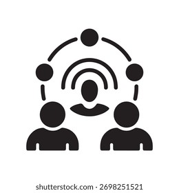 A single, solid icon representing remote collaboration, designed with a variety of colors and standard fonts.