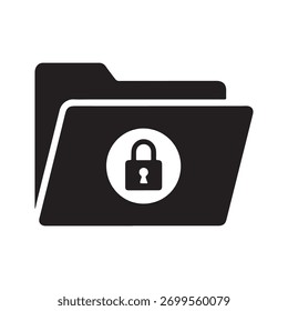 A single, solid icon representing a secure file folder, presented clearly isolated on a white background.