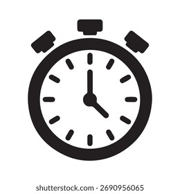 A single, solid timer icon is presented clearly on a clean white background, ideal for digital interfaces and applications.