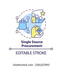 Single Source Procurement Concept Icon. Purchasing Strategy Example Abstract Idea Thin Line Illustration. Supply Chain. Isolated Outline Drawing. Editable Stroke. Arial, Myriad Pro-Bold Fonts Used