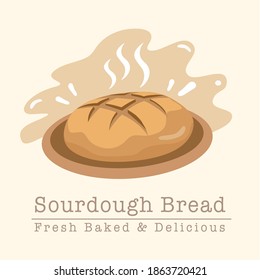 Single sourdough bread.Delicious, fresh bread on a beige background. Vector illustion for bakery store,restaurant,coffee shop.