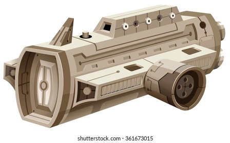 Single spaceship on white background illustration