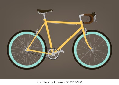 Single speed traditional geometry diamond frame urban bicycle with deep profile rims