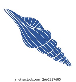 Silhueta de concha espiral única isolada no fundo branco. Ilustração de ícone desenhado à mão de vetor para design de logotipo, impressão têxtil, embalagem com tema de praia, papelaria, etiquetas