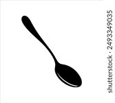 Single spoon vector silhouette on white background. Spoon icon sign illustration design.