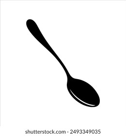 Single spoon vector silhouette on white background. Spoon icon sign illustration design.