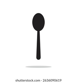 Single spoon vector silhouette on white background. Spoon icon sign illustration design.