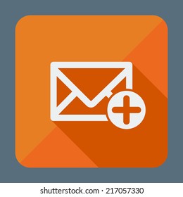 Single square flat icon with long shadow for web applications, email icons design. Vector illustration, easy paste to any background