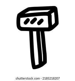 single square hammer hand drawn doodle outline vector template illustration