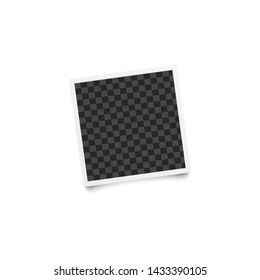 Single square photo frame - realistic mockup, white instant photograph style border. Empty template for decorative hipster design, vector illustration isolated on white background.