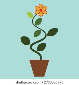 einzelner Stängel von gelben Blumen auf einem Topf

