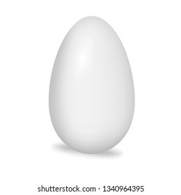 Single standing blank egg isolated on white background, realistic vector illustration