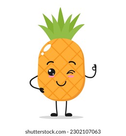 Fruta De Piña De Piña De Pie Única De Pie Que Se Aplique Bien Con La Ilustración Del Vector De Mano