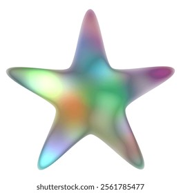 Single star 3d rainbow color effect vector illustration clipart 