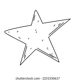 Single star in hand drawn doodle style  Vector illustration isolated white background 