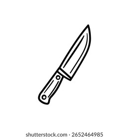 Single, stark outline delineates a chef's cleaver knife against a bright white backdrop, presented for use in a variety of creative projects requiring minimalistic culinary-themed art.