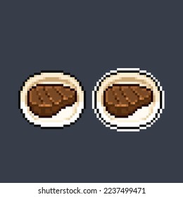 single steak in pixel art style