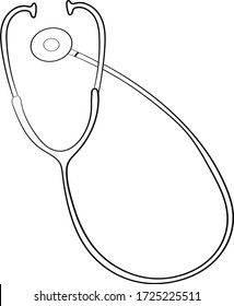 Single stethoscope on a white background, hand drawing. Isolated. For print, card, site, poster.