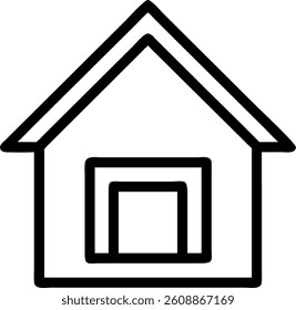 Single Story Home Outline with Brick Texture Details Vector Silhouette Design